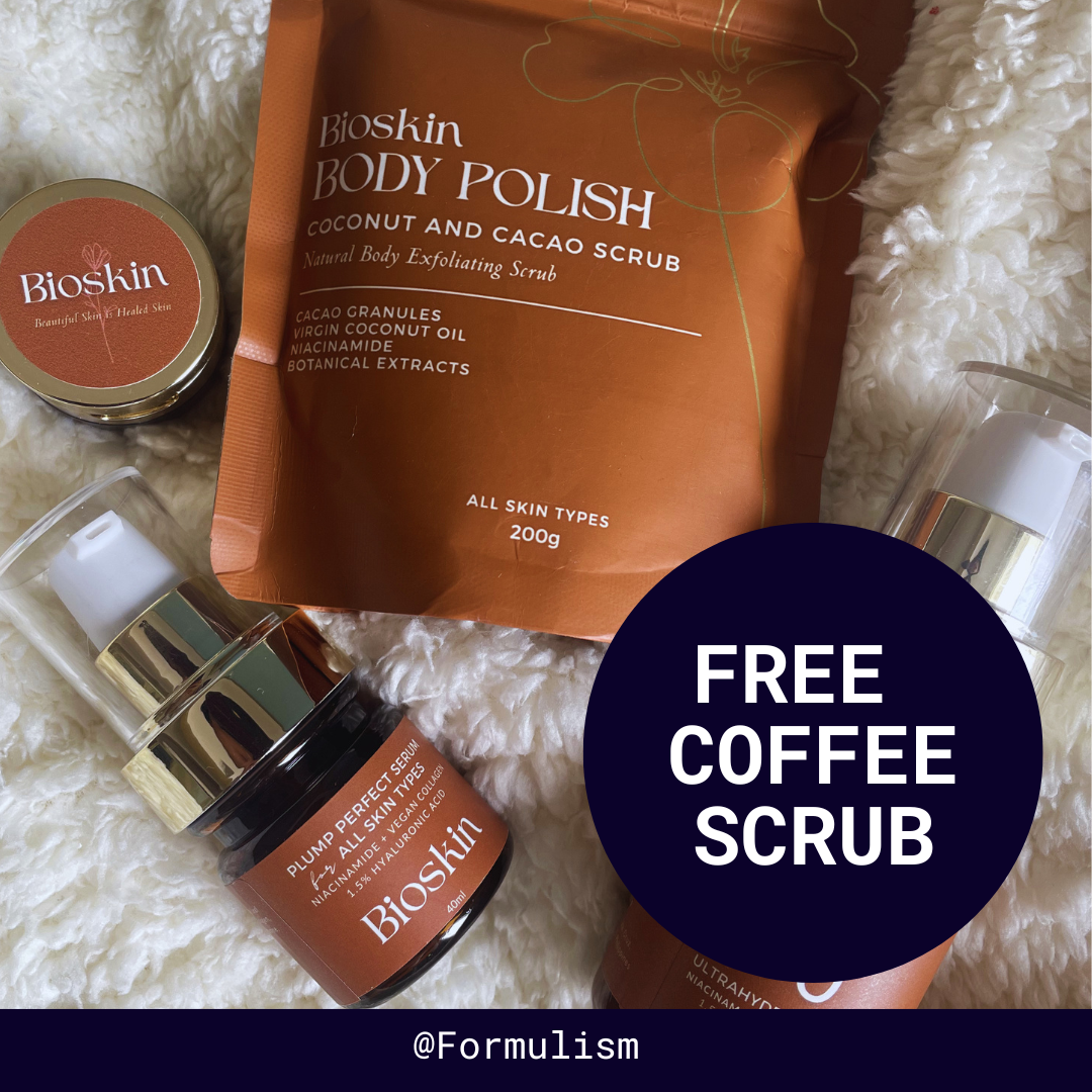 Bioskin Set 2 : Plump Perfect Serum + Ultrahydrate Sun Gel 100ml SPF50 PA+++ + Sun Blush 10g PH-Adaptive Lip + FREE COFFEE SCRUB Balm & Cheek Tint | SPF30 |