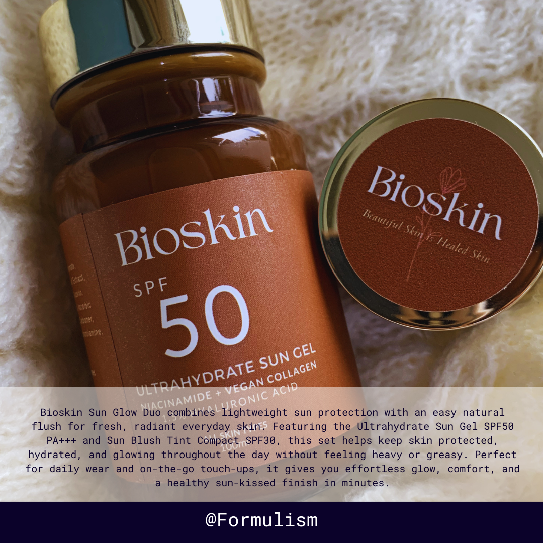 Bioskin Set 3: Ultrahydrate Sun Gel 100ml SPF50 PA+++ + Sun Blush 10g PH-Adaptive Lip Balm & Cheek Tint | SPF30