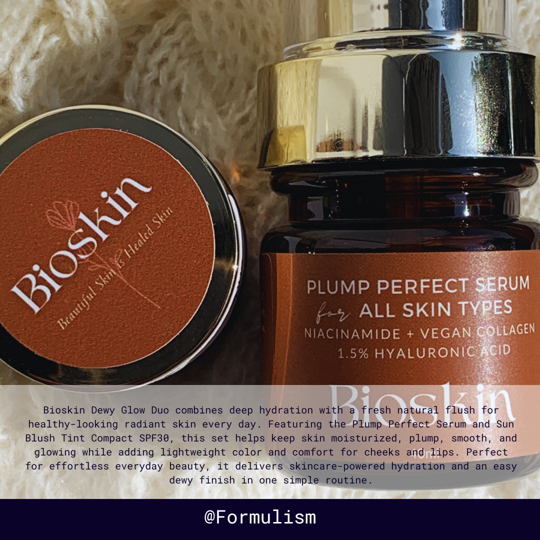 Bioskin Set 4: Plump Perfect Serum + Sun Blush 10g PH-Adaptive Lip Balm & Cheek Tint | SPF30